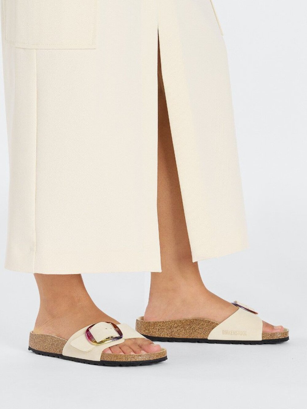 [Birkenstock] NEW Madrid Big Buckle Nubuck Leather Ecru 39